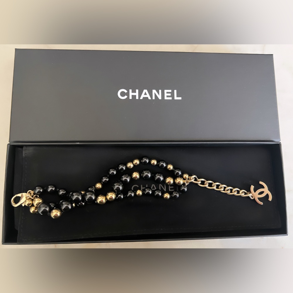 Authentic Chanel Black & Gold Bracelet